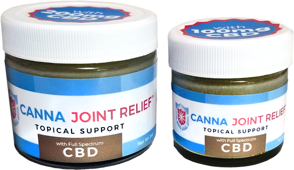 cropped-favicon.png Two jars of Canna Joint Relief balm in two different sizes.